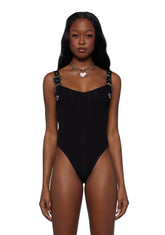 Too Smitten Ribbed Bodysuit - Black