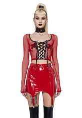 Meet And Greet Fishnet Top- Red