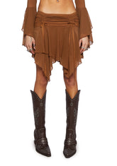 Wild Attraction Mesh Mini Skirt- Brown