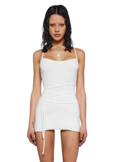 Crossfade Backless Ribbed Mini Dress- Bone