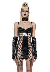 Crimson Mistress Bodycon Dress And Glove Set