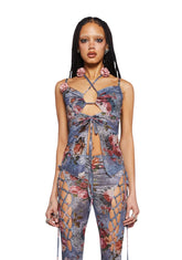 Balcony Serenade Halter Top- Grey