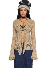 Modern Enchantment Crochet Cardigan - Light Brown