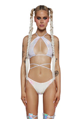 Disco Inferno Bra Top - Silver