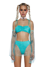 Celestial Queen Crop Top - Aqua