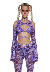 Pixie Wishes Printed Shrug - Purple