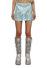 Aquatic Aura Crochet Mini Skirt
