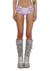 Rude Awakening Lace-Up Shorts - Purple