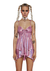 F Is For Fairies Handkerchief Dress - Pink Metallic