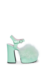 Blushin' N' Crushin' Marabou Heels - Mint