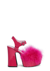 Blushin' N' Crushin' Marabou Heels - Hot Pink