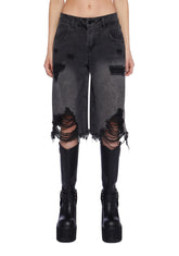 Streetwise Maven Denim Shorts - Black