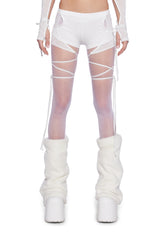 Pitch Knit Strappy Wrap Shorts - White