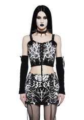 Rebel Uprising Corset Top And Arm Warmers Set