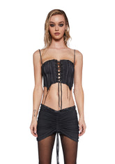 Pitch Washed Corset Top - Black