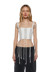 Pitch Denim Corset Top - White
