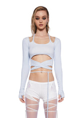 Pitch Strappy Ribbed Long Sleeve Top