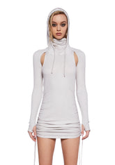 Pitch Ruched Mini Dress - White