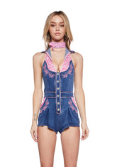 Rodeo Rendezvous Denim Romper - Blue