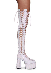 Rude Awakening Thigh High Boots - Glitter