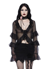 Sweetly Somber Chiffon Cardigan