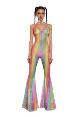Wired Seduction Fishnet Jumpsuit - Rainbow