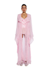 Delightfully Demure Sheer Robe - Pink