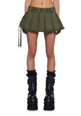 Switch Pleated Mini Skirt - Green