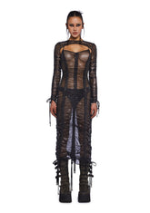 Downbeat Metallic Midi Dress With Shrug