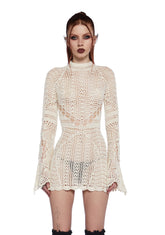 Dark Destiny Crochet Mini Dress - White