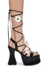 Daisy Pixie Queen Lace-Up Heels - Black