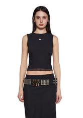 Corset Print Mesh Tank Top