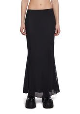 Corset Print Mesh Maxi Skirt