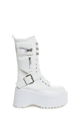 Obsidian Platform Zip-Up Boots - White