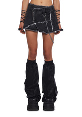 Downbeat Distressed Denim Wrap Skirt