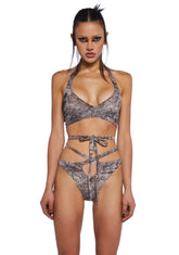 Downbeat Map Print Wrap Lingerie Set