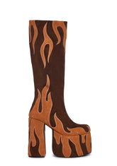 Up In Flames Platform Boots - Brown
