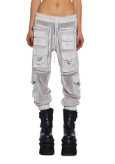 Complex Nights Fishnet Cargo Pants - Gray