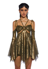 Lightning In A Bottle Mini Dress - Gold