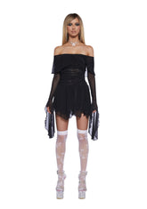 Whimsical Passage Mini Dress - Black