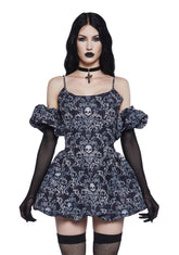 Vexed Hearts Mini Dress - Skull