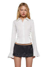 Rare Moment Collared Top - White