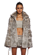 Chamber Faux Fur Jacket With Removable Sleeves - Light Brown