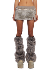 Chamber Faux Fur Mini Skirt - Brown