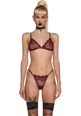 Heartless Lust Triangle Bra - Burgundy