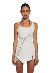 Chamber Lace-Up Mini Dress