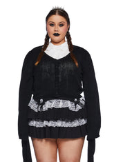 Plus Black Balloon Knit Cardigan