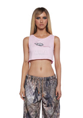 Rat Embroidery Crop Tank