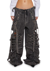 Super Cut Out Wide Leg Pants - Black