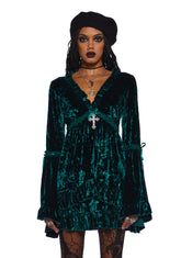 Real Divinity Mini Dress - Emerald Velvet